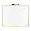 U Brands Magnetic Dry-Erase White Calendar Whiteboard, 16" x 20", Steel Frame With Gold Finish