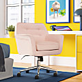 Serta® Ashland Home Mid-Back Office Chair, Twill Fabric, Blush Pink/Chrome