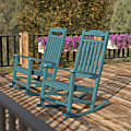 Flash Furniture Winston All-Weather Rocking Chairs, Teal, Set Of 2 Chairs