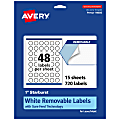 Avery® Removable Labels With Sure Feed®, 94606-RMP15, Starburst, 1", White, Pack Of 720 Labels