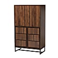 Baxton Studio Modern And Contemporary 54"H Multipurpose Storage Cabinet, Walnut Brown/Black 