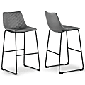 Glamour Home Ave Faux Leather Bar Stools With Stitching, Gray, Set Of 2 Stools
