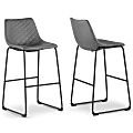 Glamour Home Ave Faux Leather Bar Stools With Stitching, Gray, Set Of 2 Stools 1 thumbnail image