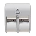 Compact Quad® by GP PRO, 4-Roll Coreless High-Capacity Toilet Paper Dispenser, 56747A, 11.75" x 6.9" x 13.25", White, 1 Dispenser 1 thumbnail image