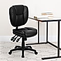 Flash Furniture LeatherSoft™ Faux Leather Mid-Back Multifunction Ergonomic Swivel Task Chair, Black