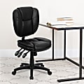 Flash Furniture LeatherSoft™ Faux Leather Mid-Back Multifunction Ergonomic Swivel Task Chair, Black 1 thumbnail image