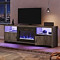 Bestier LED Electric Fireplace TV Stand For 70" TV With Storage Cabinets, 23-5/8”H x 70-7/8”W x 13-13/16”D, Gray Wash