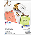Avery® Print-to-the-Edge Labels With Sure Feed® Technology, 22854, Oval, 1.5" x 2.5", Glossy Crystal Clear, Pack Of 180 Customizable Labels 1 thumbnail image