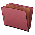 Universal Pressboard End Tab Classification Folders, 8 1/2" x 11", Letter Size, Red/Brown, Box Of 10