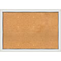 Amanti Art Rectangular Non-Magnetic Cork Bulletin Board, Natural, 39” x 27”, Eva White Silver Narrow Plastic Frame