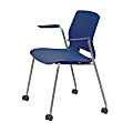 KFI Studios Imme Stack Chair With Arms And Caster Base, Navy/Silver