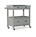 Linon Victoria 36"H Kitchen Cart With Stainless-Steel Top, Gray