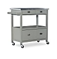Linon Victoria 36"H Kitchen Cart With Stainless-Steel Top, Gray 1 thumbnail image