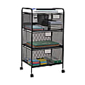 Mind Reader Rolling Utility Cart Laundry Organizer,  4 Removable Drawers, Metal, 29"H x 11"W x 16"D, Black 1 thumbnail image