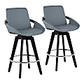 LumiSource Cosmo Faux Leather Counter Stools, Black/Gray, Set Of 2