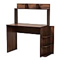 Baxton Studio Garnet 45"W Writing Desk With Shelves, Walnut Brown 1 thumbnail image