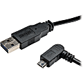 Tripp Lite 6ft USB 2.0 High Speed Cable Reversible A to Left Angle 5Pin Micro B M/M - USB for PDA, Camera, Cellular Phone - 6 ft - 1 x Type A Male USB - 1 x Type B Male Micro USB - Black"