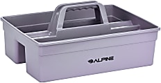 Alpine Plastic Cleaning Caddy, 3 Compartments, 15-1/8"H x 10-13/16"W x 6-11/16"D, Gray