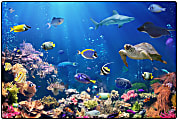 Carpets for Kids® Pixel Perfect Collection™ Explore The Ocean Activity Rug, 4' x 6', Blue 1 thumbnail image