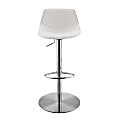 Eurostyle Rudy Adjustable Counter Stool, White/Brushed Stainless Steel