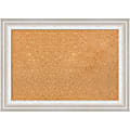 Amanti Art Cork Bulletin Board, 28" x 20", Natural, Trio White Wash Silver Polystyrene Frame