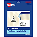 Avery® Pearlized Permanent Labels, 94265-PIP25, Rectangle, 11" x 3", Ivory, Pack Of 50 Labels