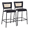 LumiSource Tania Faux Leather/Metal Counter-Height Stools, Black, Set Of 2 Stools 1 thumbnail image