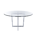 Eurostyle Legend Round Dining Table, 30”H x 48”W x 48”D, Clear/Chrome