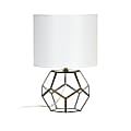 Lalia Home Transparent Octagonal Table Lamp, 15-1/2"H, White Shade/Brass Base