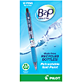 Pilot® B2P "Bottle To Pen" Retractable Ballpoint Pens, Fine Point, 0.7 mm, 82% Recycled, Translucent Blue Barrels, Black Ink, Pack Of 12