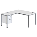 Boss Office Products Simple System Workstation L-Desk with Return & Pedestal, 29-1/2”H x 48”W x 59-7/16”D, White