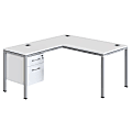 Boss Office Products Simple System Workstation L-Desk with Return & Pedestal, 29-1/2”H x 48”W x 59-7/16”D, White 1 thumbnail image