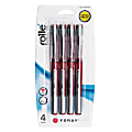 FORAY® Liquid Ink Rollerball Pens, Fine Point, 0.5 mm, Red Barrel, Red Ink, Pack Of 4