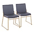 LumiSource Dutchess Contemporary Dining Chairs, Gray/Gold, Set Of 2 Chairs