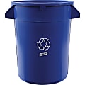 Genuine Joe Heavy-duty Trash Container - 32 gal Capacity - Plastic - Blue 1 thumbnail image
