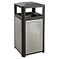 Safco Evos Series Side-Opening Steel Waste Receptacle, 15-Gallon, 33 1/4"H x 16"W x 16"D, Black/Gray