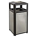 Safco® Evos Square Side-Open Steel Waste Receptacle With Ashtray, 15-Gallon Capacity, Black/Gray