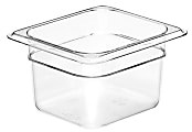 Cambro Camwear GN 1/6 Size 4" Food Pans, 4”H x 6-3/8”W x 7”D, Clear, Set Of 6 Pans