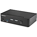 StarTech.com 2 Port DisplayPort KVM Switch - TAA Compliant - 4K 60Hz - 2 Port USB 3.0 Hub - Digital & Analog Audio - TAA compliant 4 port DP USB KVM switch - 2 port KVM controls up to 2 multimedia computers from one DisplayPort workstation - DisplayPort