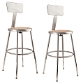 National Public Seating Adjustable Hardboard Science Stools With Backrests, 19 - 26-1/2"H Seat, Brown/Gray, Pack Of 2 Stools 1 thumbnail image