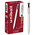 Uni-Ball® One Retractable Gel Pens, Micro Point, 0.5 mm, White Barrel, Black Ink, Pack Of 12 Pens