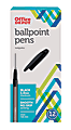 Office Depot® Brand Tinted Ballpoint Stick Pens, Medium Point, 1.0 mm, Black Barrel, Black Ink, Pack Of 12