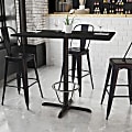 Flash Furniture Laminate Rectangular Table Top With Bar-Height Table Base And Foot Ring, 43-1/8"H x 30"W x 48"D, Black