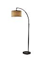 Adesso® Simplee Burlap Arc Floor Lamp, 68"H, Antique Bronze Base