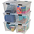 Iris® Stackable Clear Storage Boxes, 22" x 16 1/2" x 13", Clear, Black, Case Of 6 1 thumbnail image