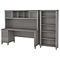 Bush Business Furniture Somerset 72"W Office Computer Desk With Hutch And 5-Shelf Bookcase, Platinum Gray, Standard Delivery 1 thumbnail image