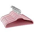 Elama Flocked Velvet Clothes Hangers, Pink, Pack Of 50 Hangers