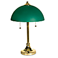 Ledu Taylor Desk Lamp With Two 10-Watt Bulbs, 19"H, Brass Base/Green Shade