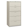 HON® 500 30"W Lateral 5-Drawer File Cabinet, Metal, Light Gray