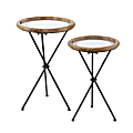 SEI Crellon Glass-Top Accent Tables, Natural/Black, Set Of 2 Tables